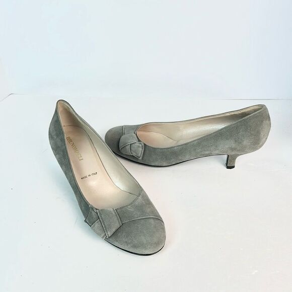 Bruno Magli Gray Suede Kitten Heels Pumps Italy US 9 - Picture 4 of 13